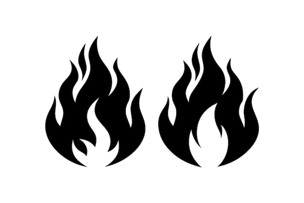 Diseño artístico vectorial del icono de la llama de fuego negra