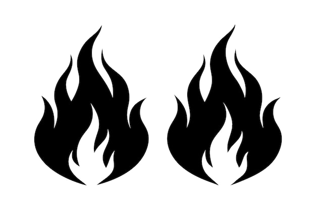 Diseño artístico vectorial del icono de la llama de fuego negra