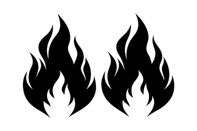 Diseño artístico vectorial del icono de la llama de fuego negra