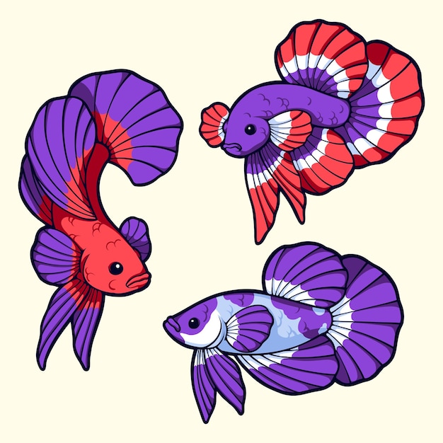 Vector diseño artístico vectorial de peces luchadores siameses