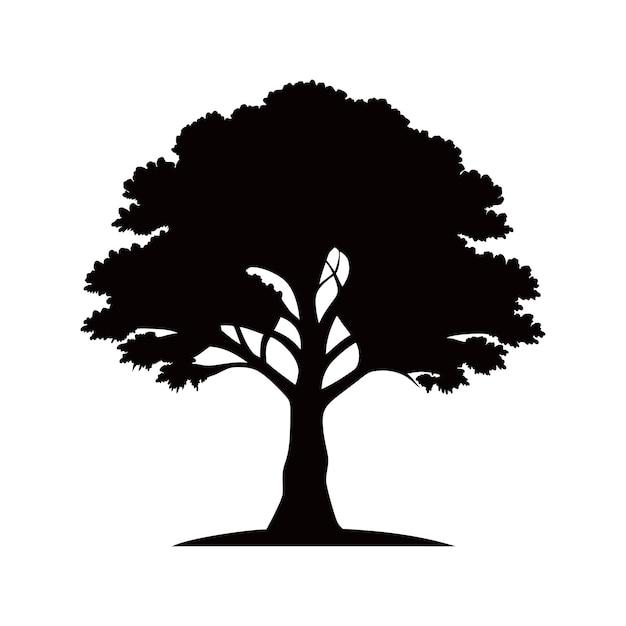 Diseño artístico vectorial de la silhueta de árbol