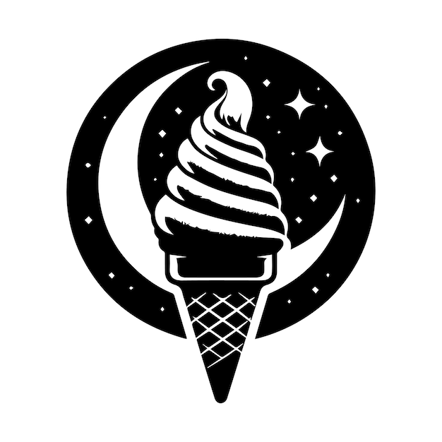 Diseño artístico vectorial de silueta de cono de helado