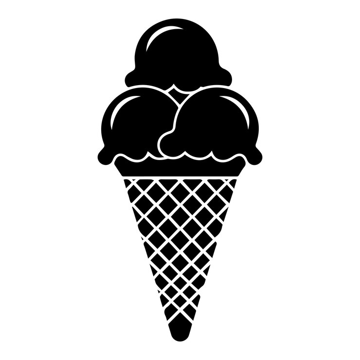 Diseño artístico vectorial de silueta de cono de helado