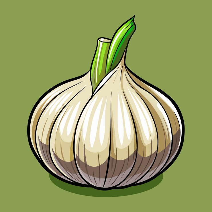 Vector diseño artístico vectorial de verduras de ajo fresco