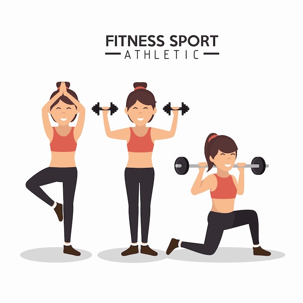 Vector diseño de atletismo de deporte de fitness de mujeres