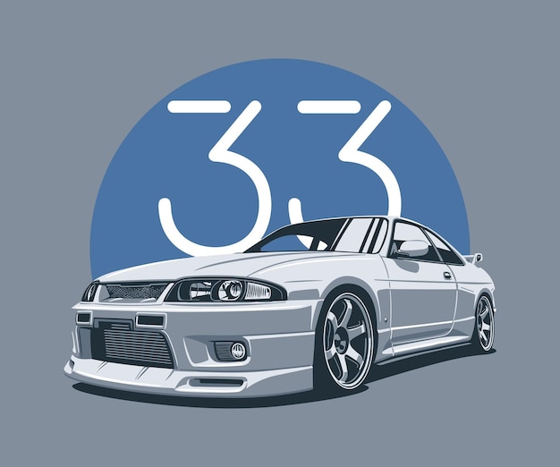 Vector diseño de un automóvil japonés de alto rendimiento gtr r33.