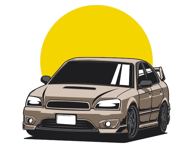 Diseño de automóviles aislados de los años 90 Ilustración gráfica vectorial