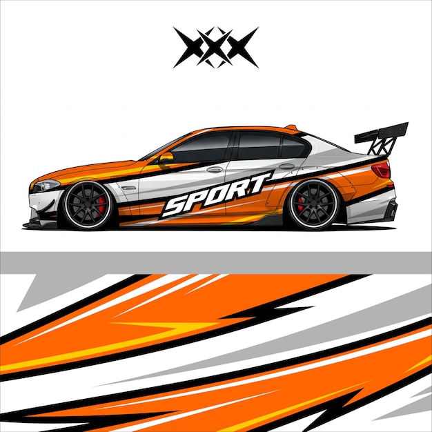 Diseño de automóviles deportivos naranja y blanco