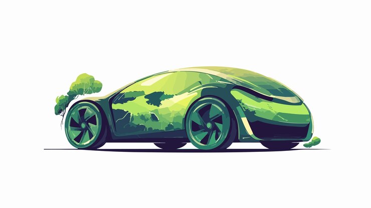 Vector diseño de automóviles ecológicos para salvar el planeta imagen centrada en gran angulo