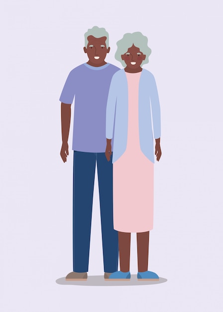 Diseño de avatar de abuela y abuelo aislado