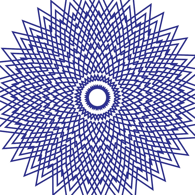 un diseño azul y blanco con un diseño circular en la parte superior
