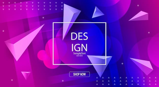 Diseño azul elegante abstracto con un conjunto de triángulos y franjas anchas de luz