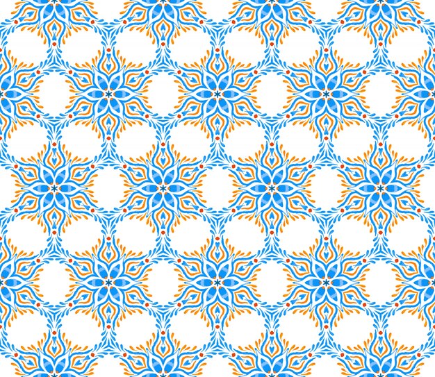 Diseño azul floral de patrón de mandala