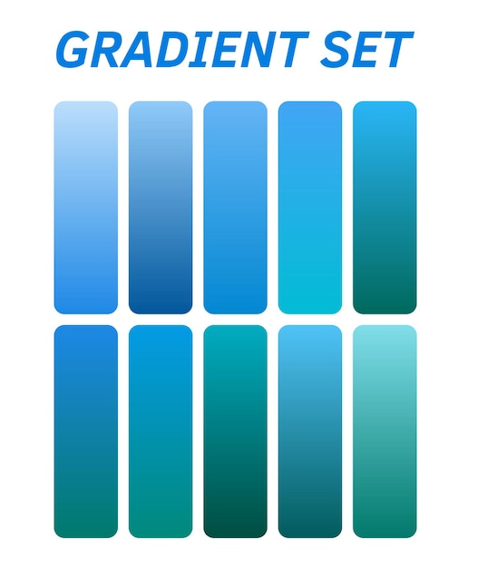 un diseño azul y verde que dice "conjunto de gradientes"
