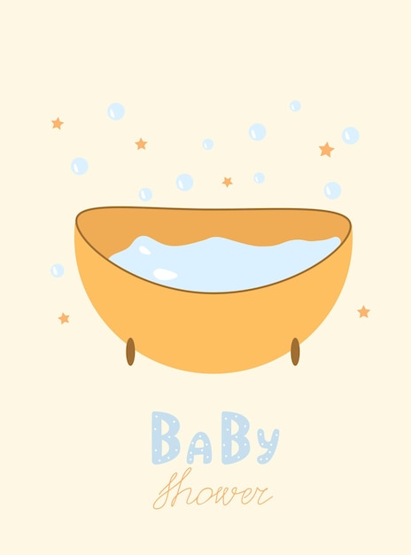 Diseño de baby shower Lindo baño de burbujas y baby shower dibujado a mano ilustración