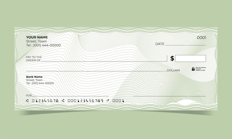 Diseño de banco de cheques en blanco ondas de vector de líneas diseño de guilloche para un certificado o billete