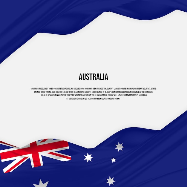 Vector diseño de la bandera de australia. ondeando la bandera australiana hecha de tela satinada o de seda. ilustración vectorial.