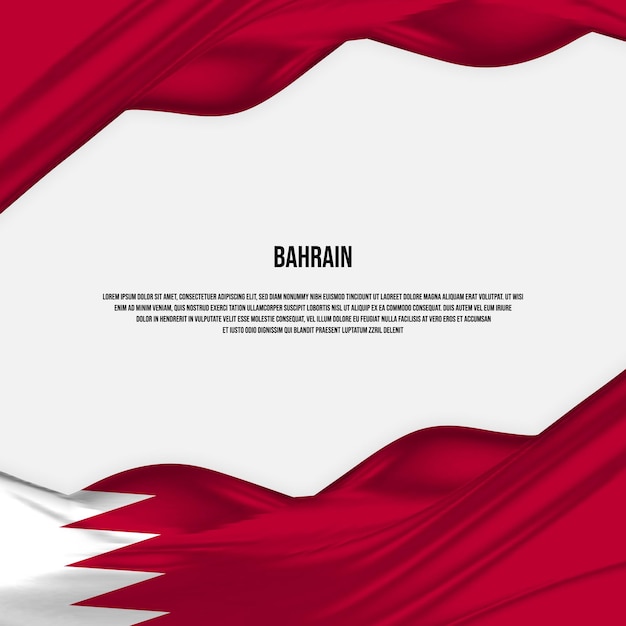 Diseño de la bandera de Bahrein. Ondeando la bandera de Bahréin hecha de satén o tela de seda. Ilustración vectorial.