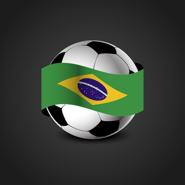 Vector diseño de la bandera de brasil con fútbol