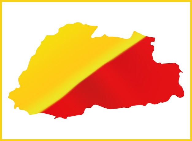 Diseño de la bandera de Bután y mapa de Bután
