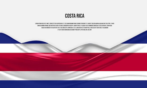 Diseño de la bandera de costa rica. ondeando la bandera de costa rica hecha de raso o tela de seda. ilustración vectorial.