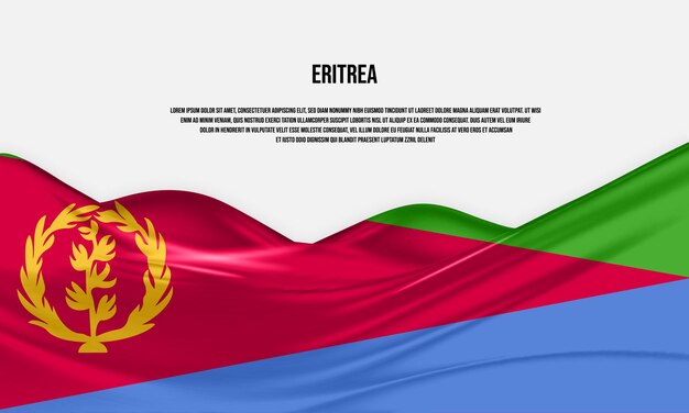 Diseño de la bandera de Eritrea Agitar la bandera de Eritrea hecha de satén o tela de seda Ilustración vectorial