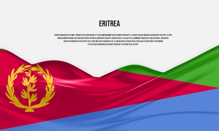 Vector diseño de la bandera de eritrea agitar la bandera de eritrea hecha de satén o tela de seda ilustración vectorial