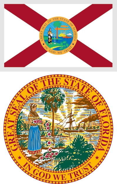 Diseño de la bandera y el escudo del estado de Florida, EE. UU.