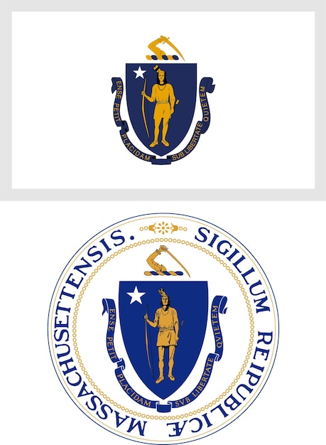 Diseño de la bandera y el escudo del estado de Massachusetts EE. UU.