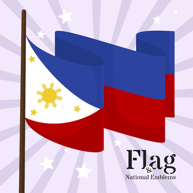 Vector diseño de bandera filipina dibujada a mano