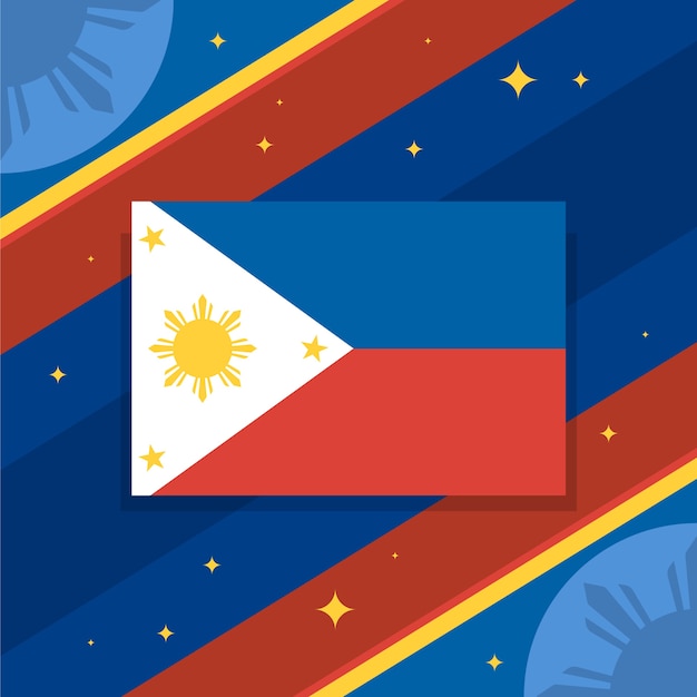 Vector diseño de bandera filipina dibujada a mano