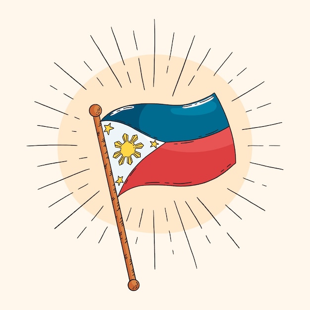 Diseño de bandera filipina dibujada a mano