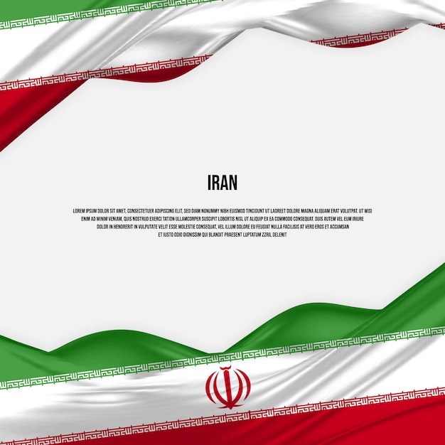 Diseño de la bandera de irán. ondeando la bandera iraní hecha de satén o tela de seda. ilustración vectorial.