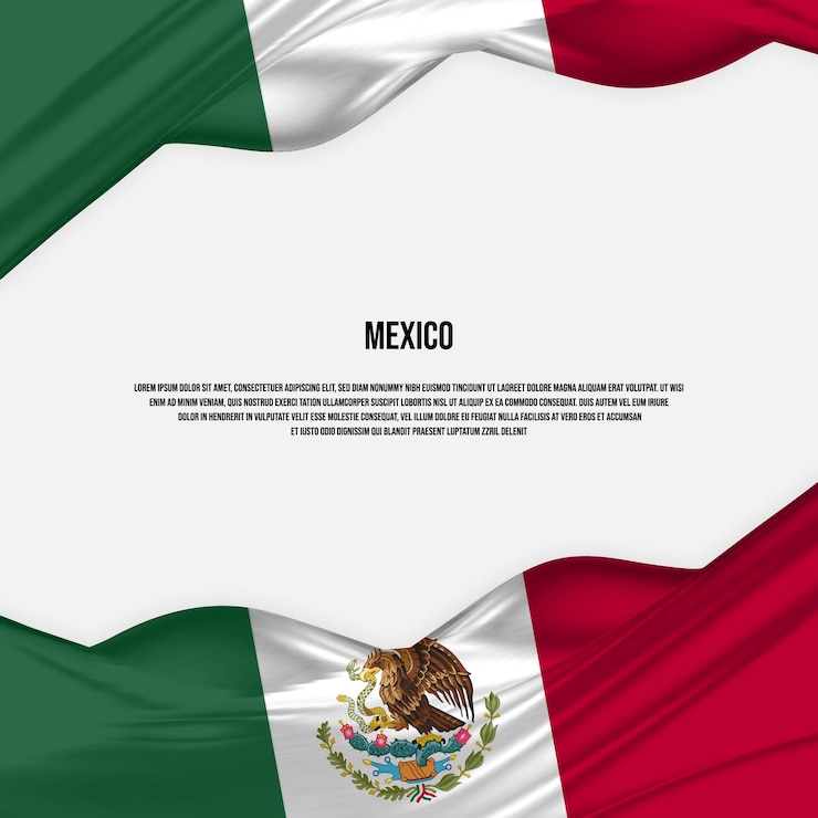 Vector diseño de la bandera de méxico. ondeando la bandera mexicana hecha de raso o tela de seda. ilustración vectorial.