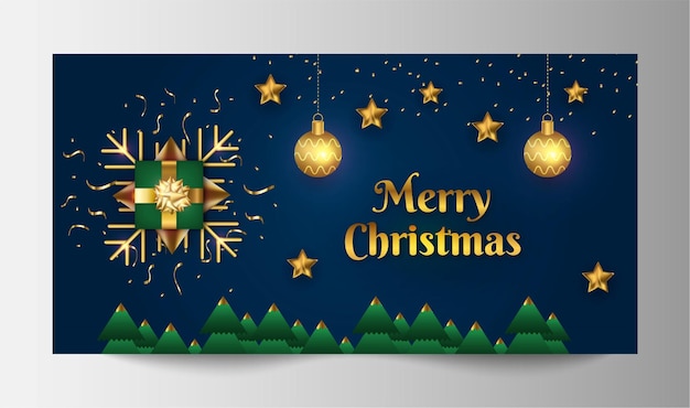 Diseño de bandera de oro y rojo de Feliz Navidad