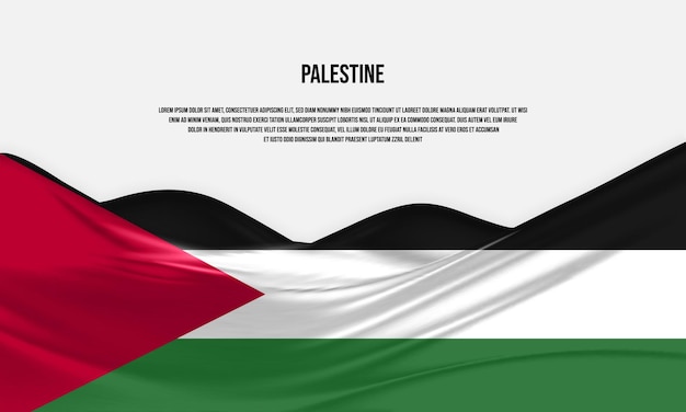 Diseño de la bandera palestina. ondeando la bandera palestina hecha de satén o tela de seda. ilustración vectorial.