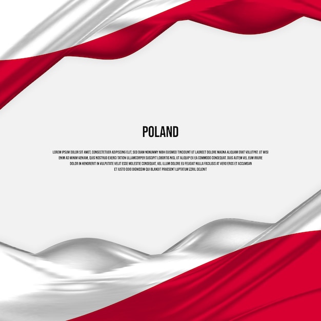 Diseño de la bandera de polonia. ondeando la bandera de polonia hecha de satén o tela de seda. ilustración vectorial.