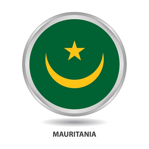 El diseño de la bandera redonda de mauritania se utiliza como placa, botón, icono, pintura mural