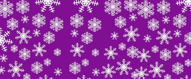 Diseño de bandera vectorial púrpura violeta y blanca invierno y feliz año nuevo con copos de nieve