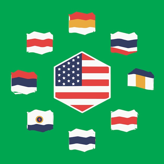 diseño de banderas de naciones poligonales