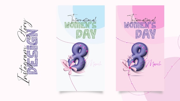 Diseño de banner del 8 de marzo del día de la mujer con elementos 3d