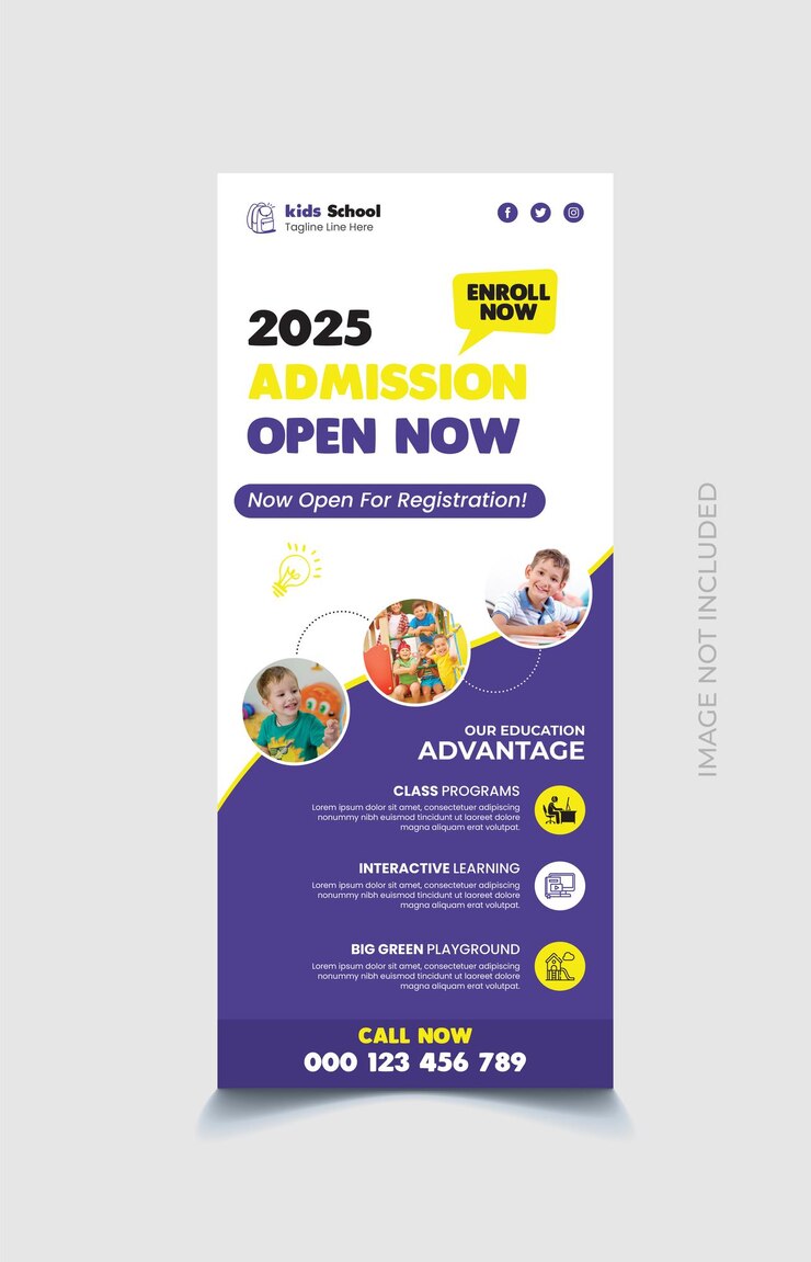 Diseño de banner acumulativo para niños de la escuela