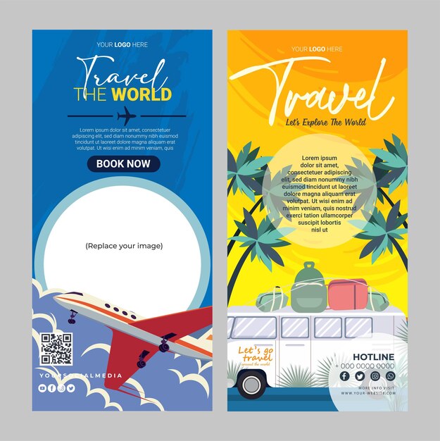 diseño de banner acumulativo de viajes y giras