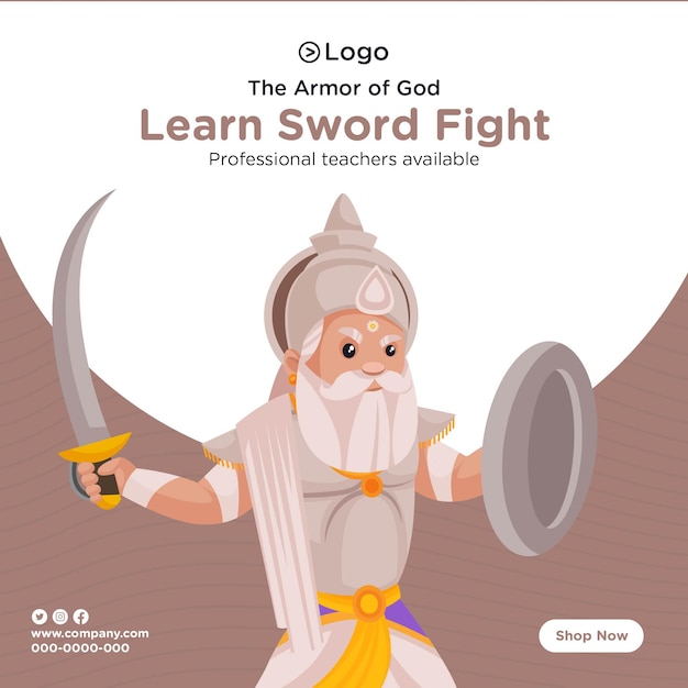 Diseño de banner de aprender pelea de espadas.