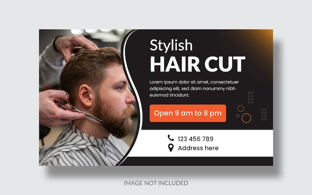 Diseño de banner de barbería Vector editable y listo para imprimir