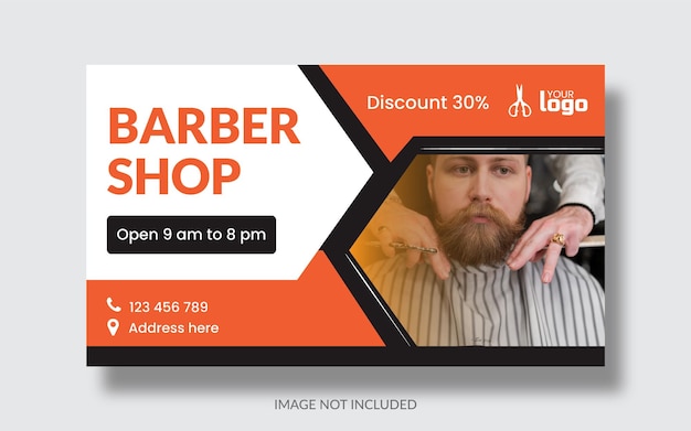 Diseño de banner de barbería Vector editable y listo para imprimir