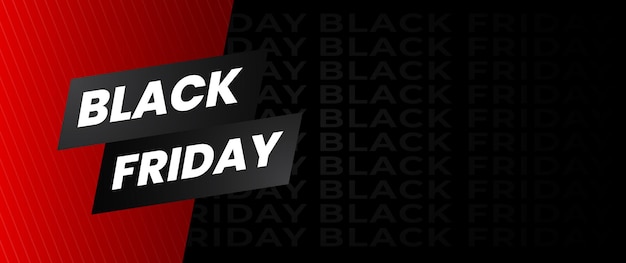 Vector diseño de banner del black friday en negro y rojo con elementos de luz