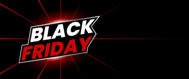 Diseño de banner del Black Friday en negro y rojo con elementos de luz