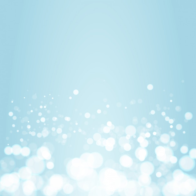 Diseño de banner Bokeh de primavera sobre fondo azul degradado