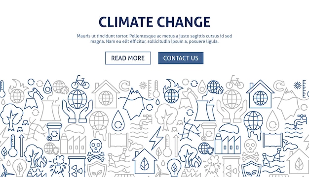 Diseño de banner de cambio climático Ilustración vectorial de plantilla de esquema